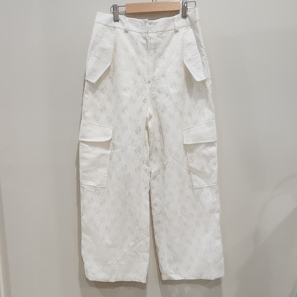White Lace Cargo Pants Size 6